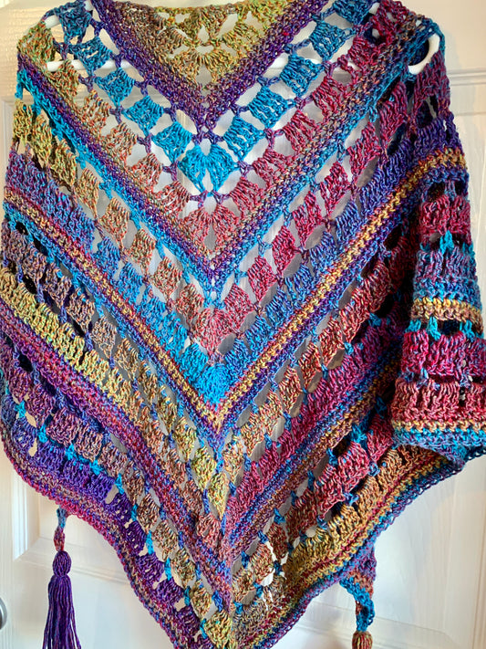 Vintage Carousel Handmade Crochet Wrap - Shawl - Scarf