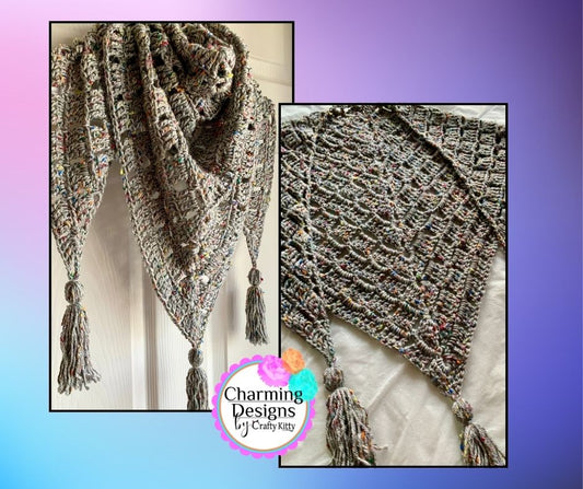 Stoney Tweed Handmade Crochet Wrap - Shawl - Scarf