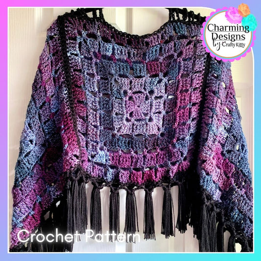 Ladder Strap Poncho Crochet Pattern - PATTERN ONLY - Crochet Pattern With Photos & Instructions