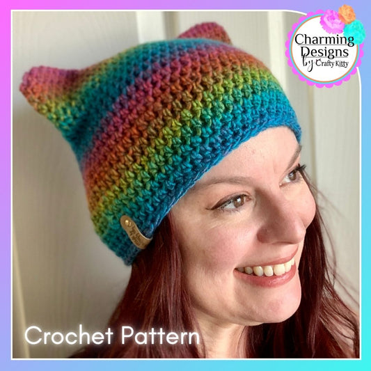 Square Kitty Beanie Crochet Pattern - Pattern Download Only - PDF Download