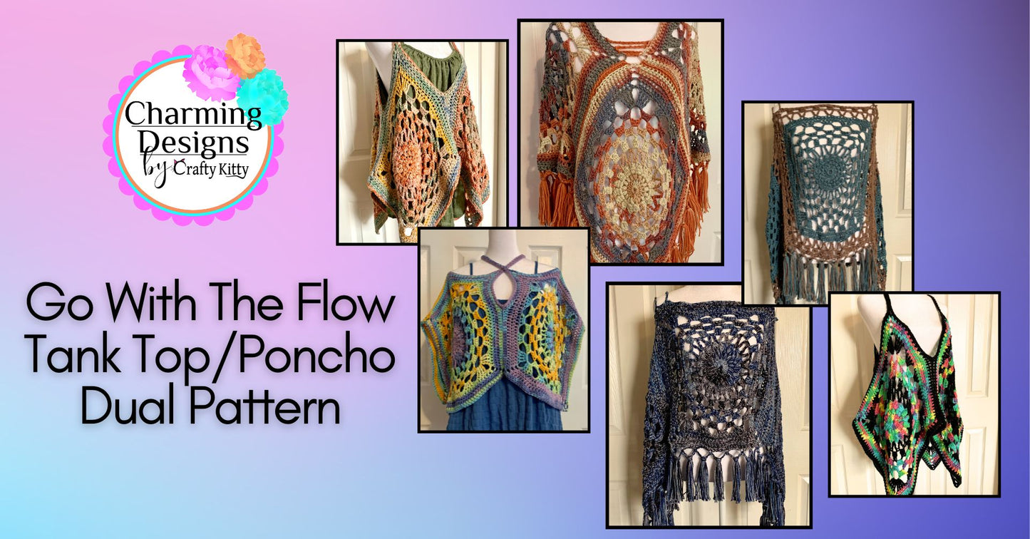 Go With The Flow Tank Top & Poncho Dual Crochet Pattern - DIGITAL DOWNLOAD ONLY