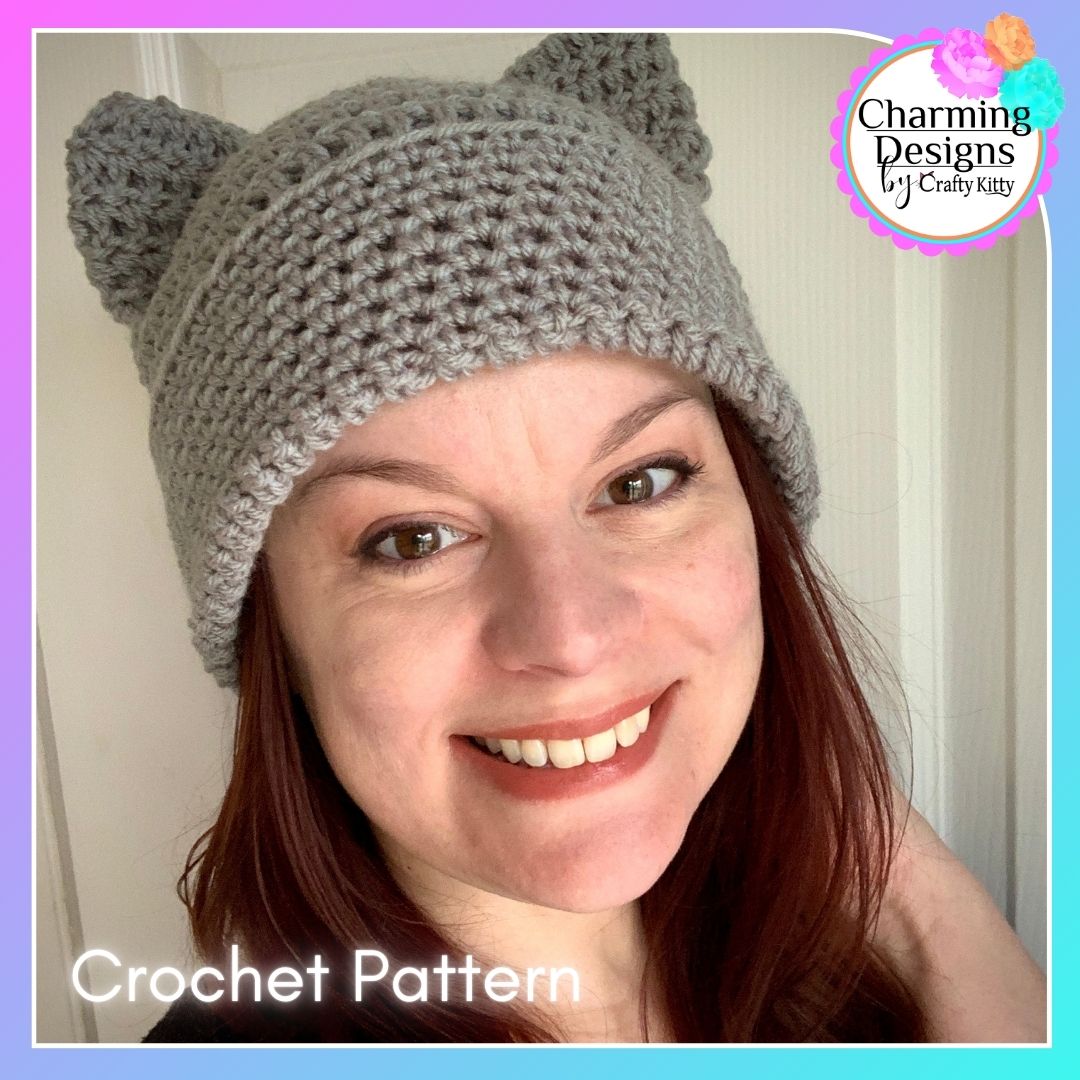 Kitty Ear Beanie Crochet Pattern - PATTERN ONLY - Crochet Pattern With Photos & Instructions