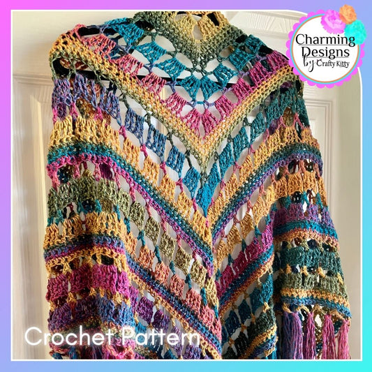 Blocks and Borders Shawl/Scarf Crochet Pattern - PATTERN ONLY - Crochet Pattern With Photos & Instructions