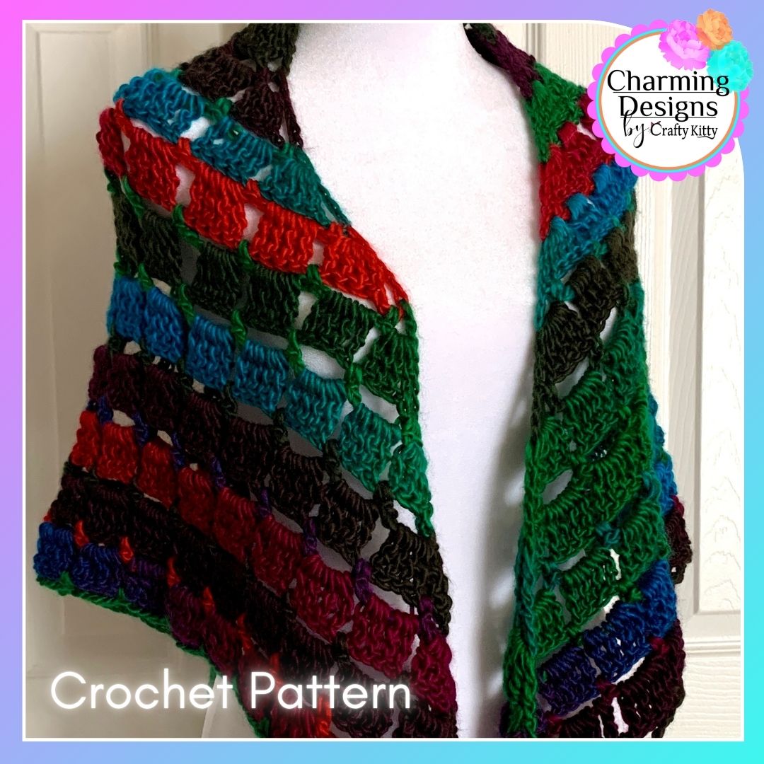 Block Stitch Shawl/Scarf Crochet Pattern - PATTERN ONLY - Crochet Pattern With Photos & Instructions