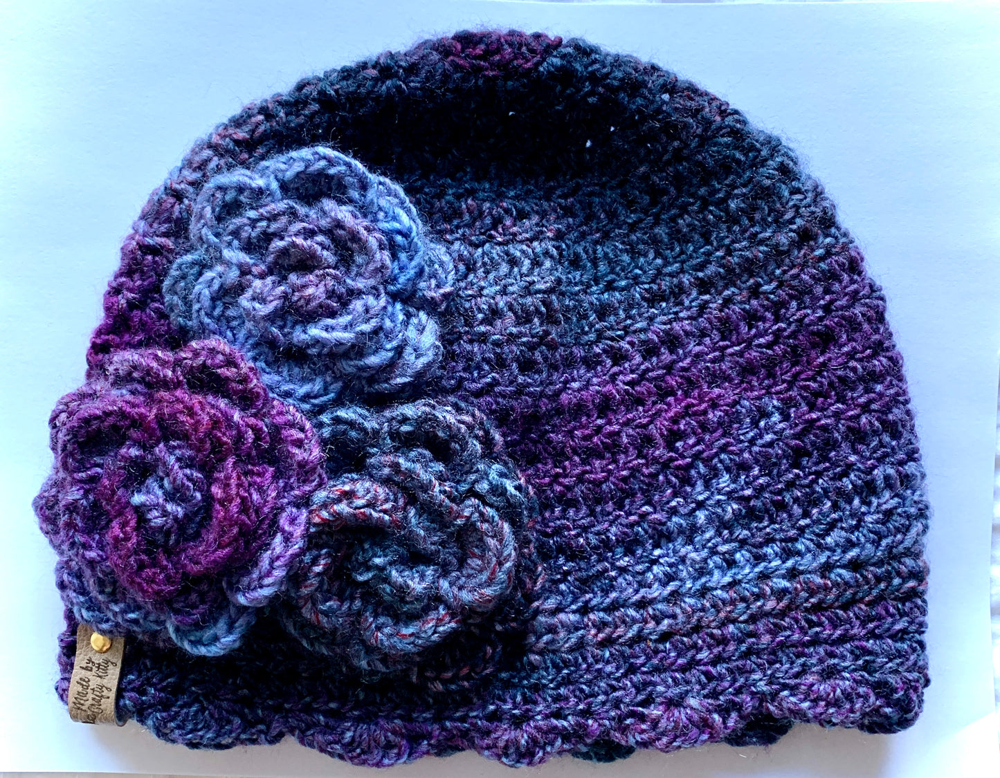 Scalloped Edge Beanie with Flower Accents - PATTERN ONLY - Crochet Pattern With Photos & Instructions