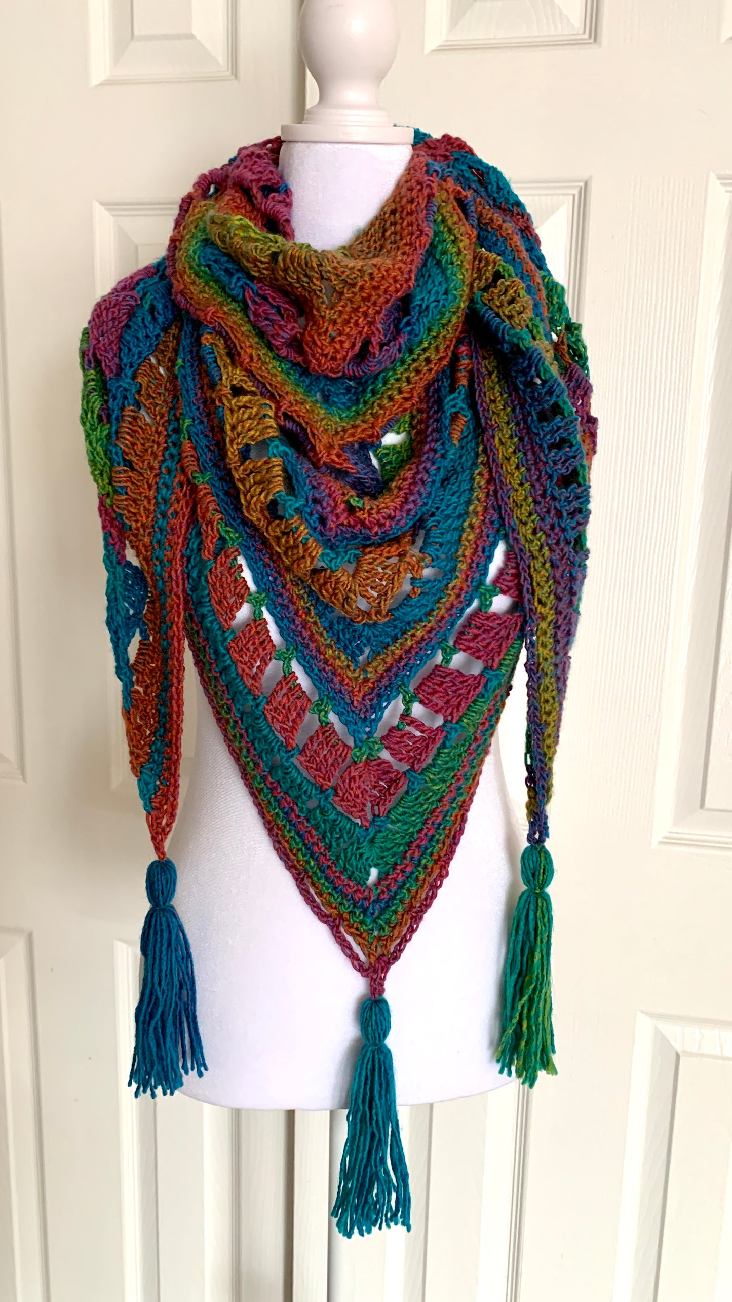 Blocks and Borders Shawl/Scarf Crochet Pattern - PATTERN ONLY - Crochet Pattern With Photos & Instructions