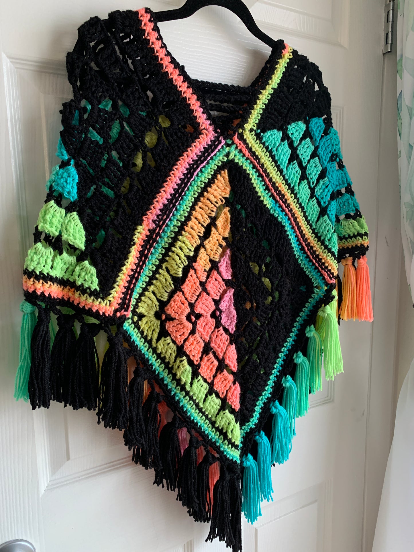 Blocks and Stripes Poncho Crochet Pattern - PATTERN ONLY - Crochet Pattern With Photos & Instructions