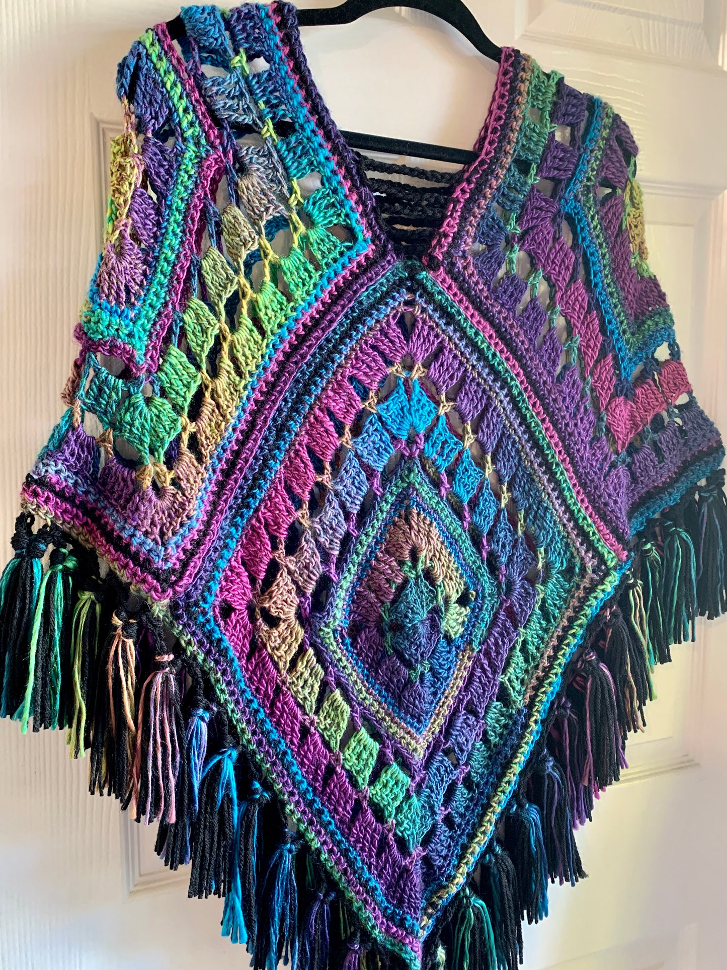 Blocks and Borders Poncho Crochet Pattern - PATTERN ONLY - Crochet Pattern With Photos & Instructions