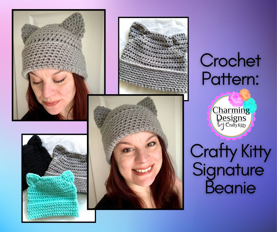 Kitty Ear Beanie Crochet Pattern - PATTERN ONLY - Crochet Pattern With Photos & Instructions