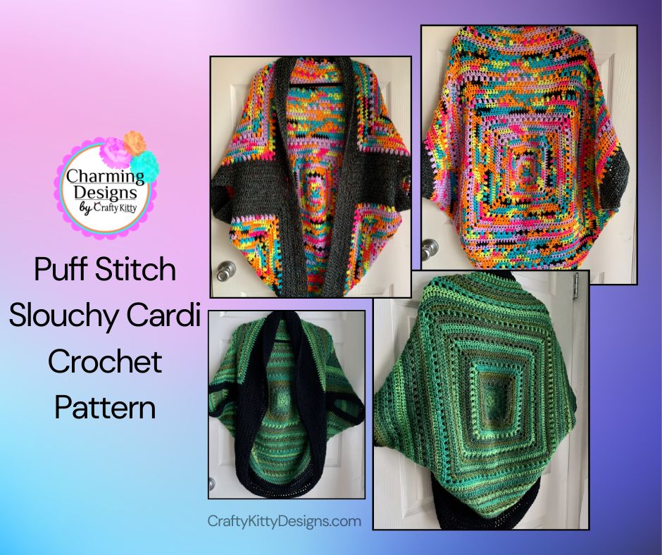 Puff Stitch Slouchy Cardi Crochet Pattern - PATTERN ONLY - Crochet Pattern With Photos & Instructions