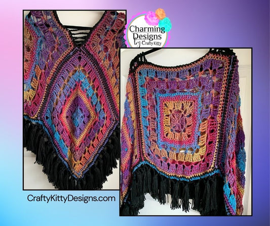 Carousel Crocheted Poncho - Handmade Poncho