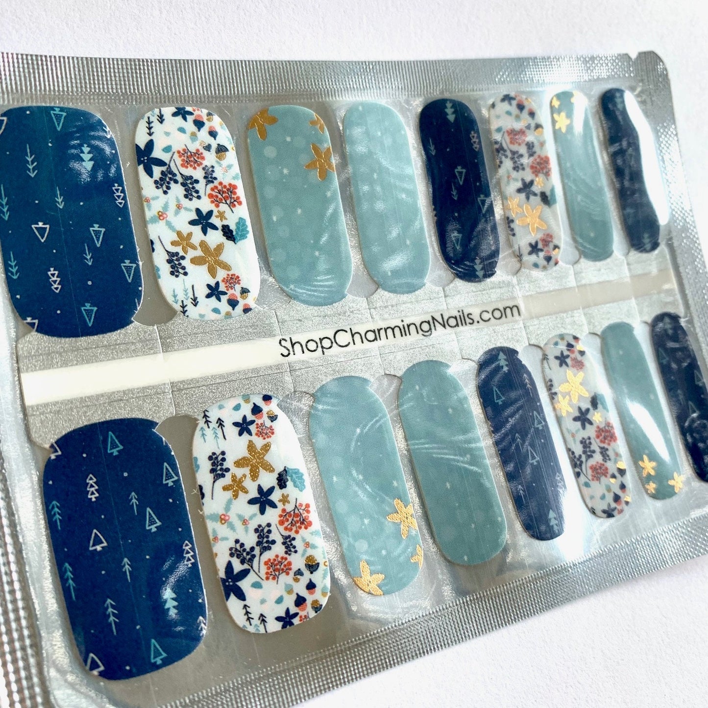 Winter Floral - Nail Polish Wrap - Nail Polish Sticker - Nail Art - Nail Wrap