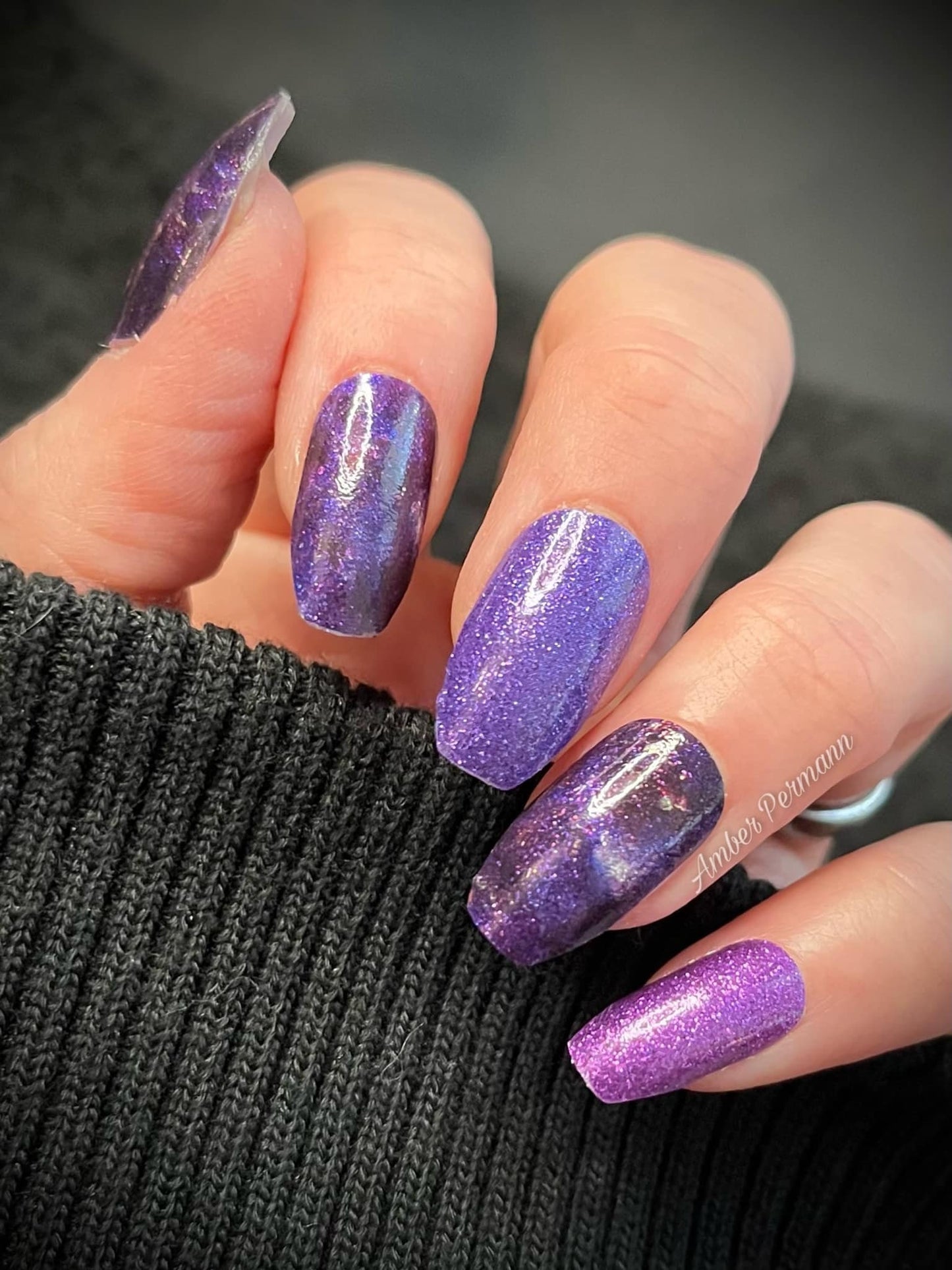 Purple Glitter Galaxy - Nail Polish Wrap - Nail Polish Sticker - Nail Art - Nail Wrap