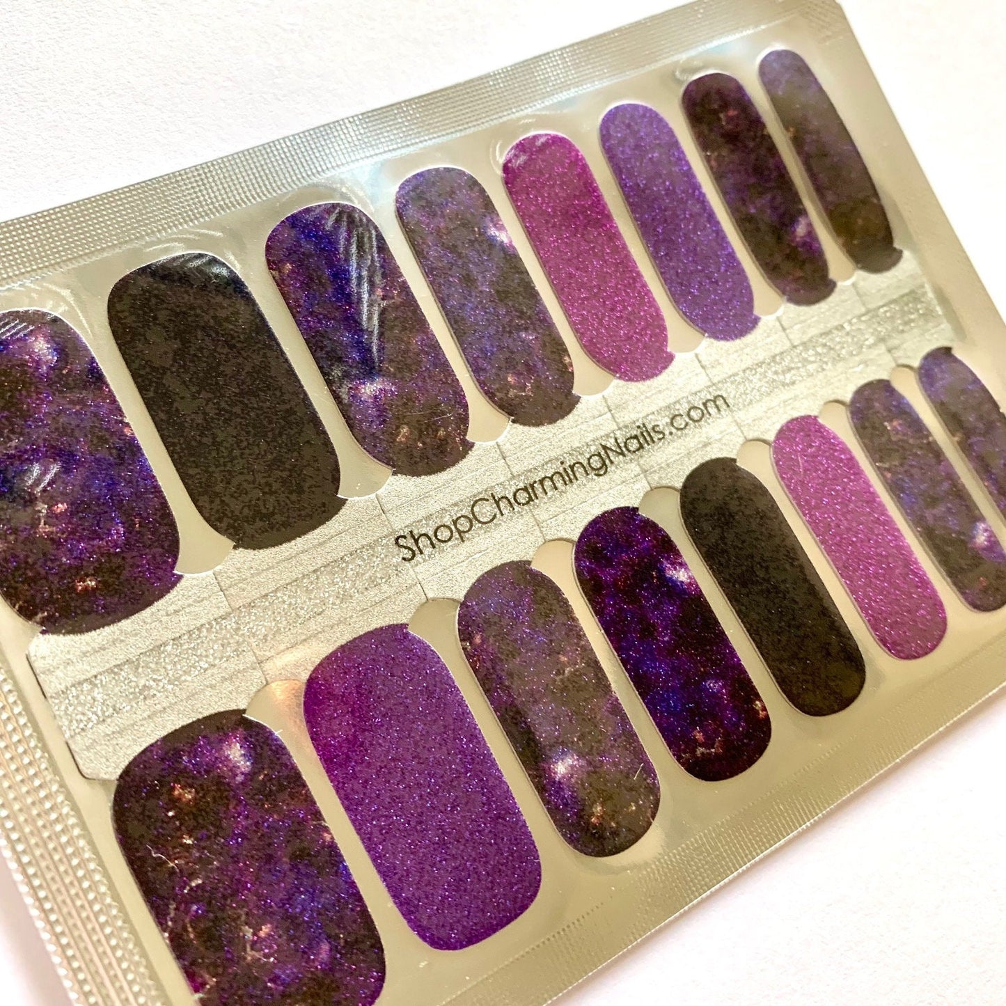 Purple Glitter Galaxy - Nail Polish Wrap - Nail Polish Sticker - Nail Art - Nail Wrap