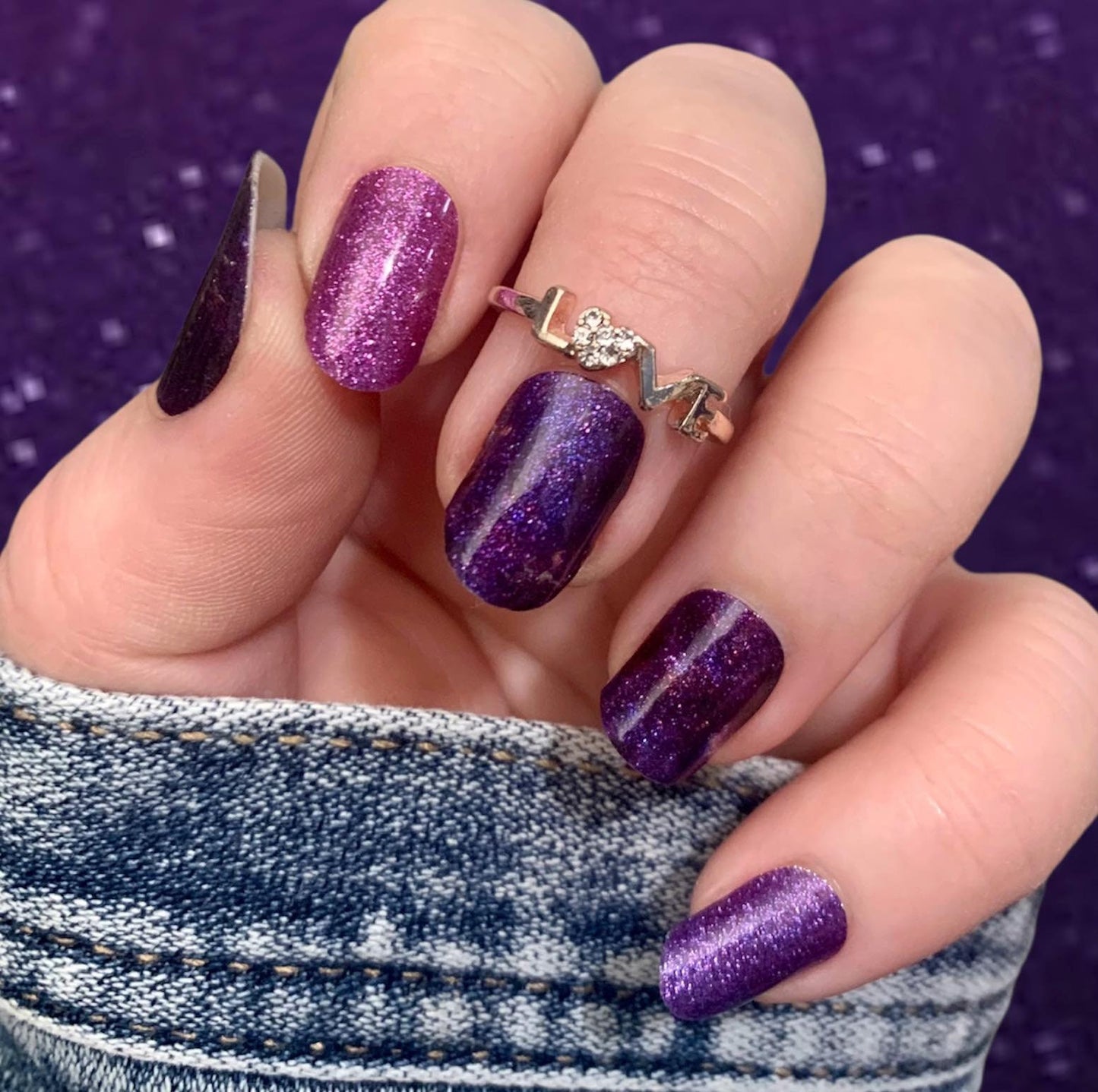 Purple Glitter Galaxy - Nail Polish Wrap - Nail Polish Sticker - Nail Art - Nail Wrap