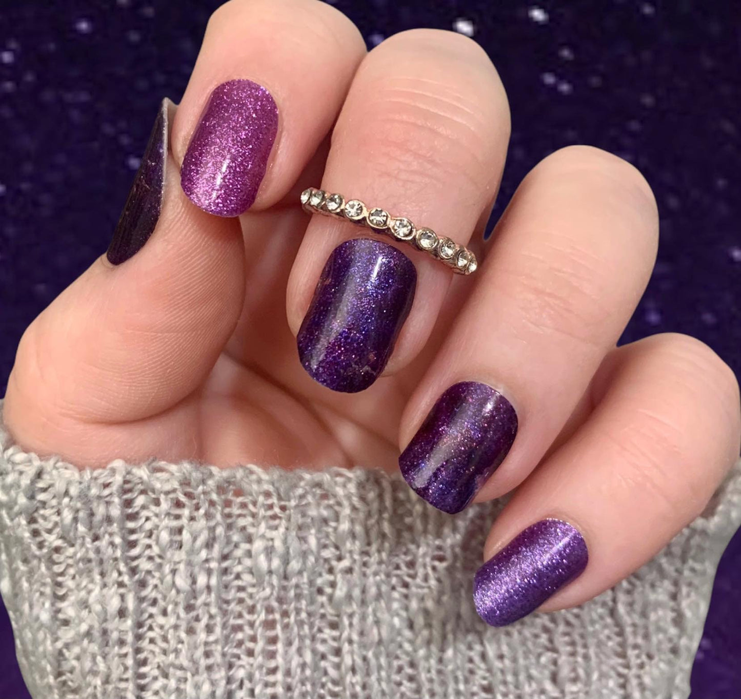 Purple Glitter Galaxy - Nail Polish Wrap - Nail Polish Sticker - Nail Art - Nail Wrap