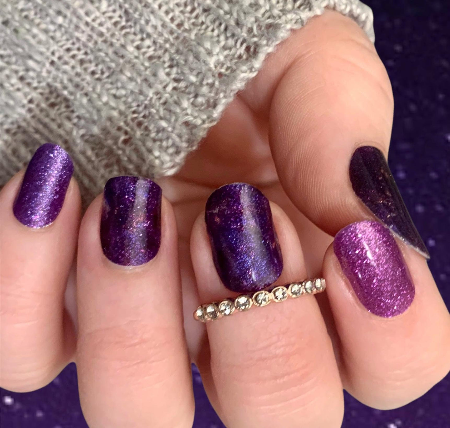 Purple Glitter Galaxy - Nail Polish Wrap - Nail Polish Sticker - Nail Art - Nail Wrap