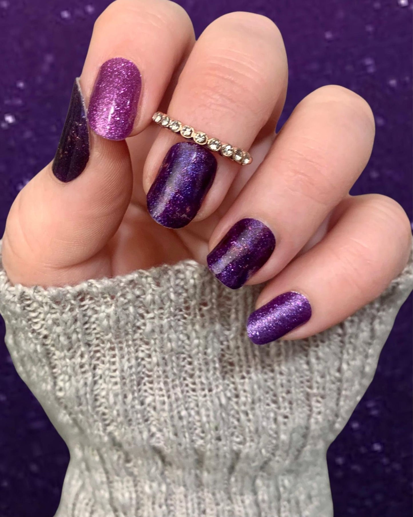 Purple Glitter Galaxy - Nail Polish Wrap - Nail Polish Sticker - Nail Art - Nail Wrap