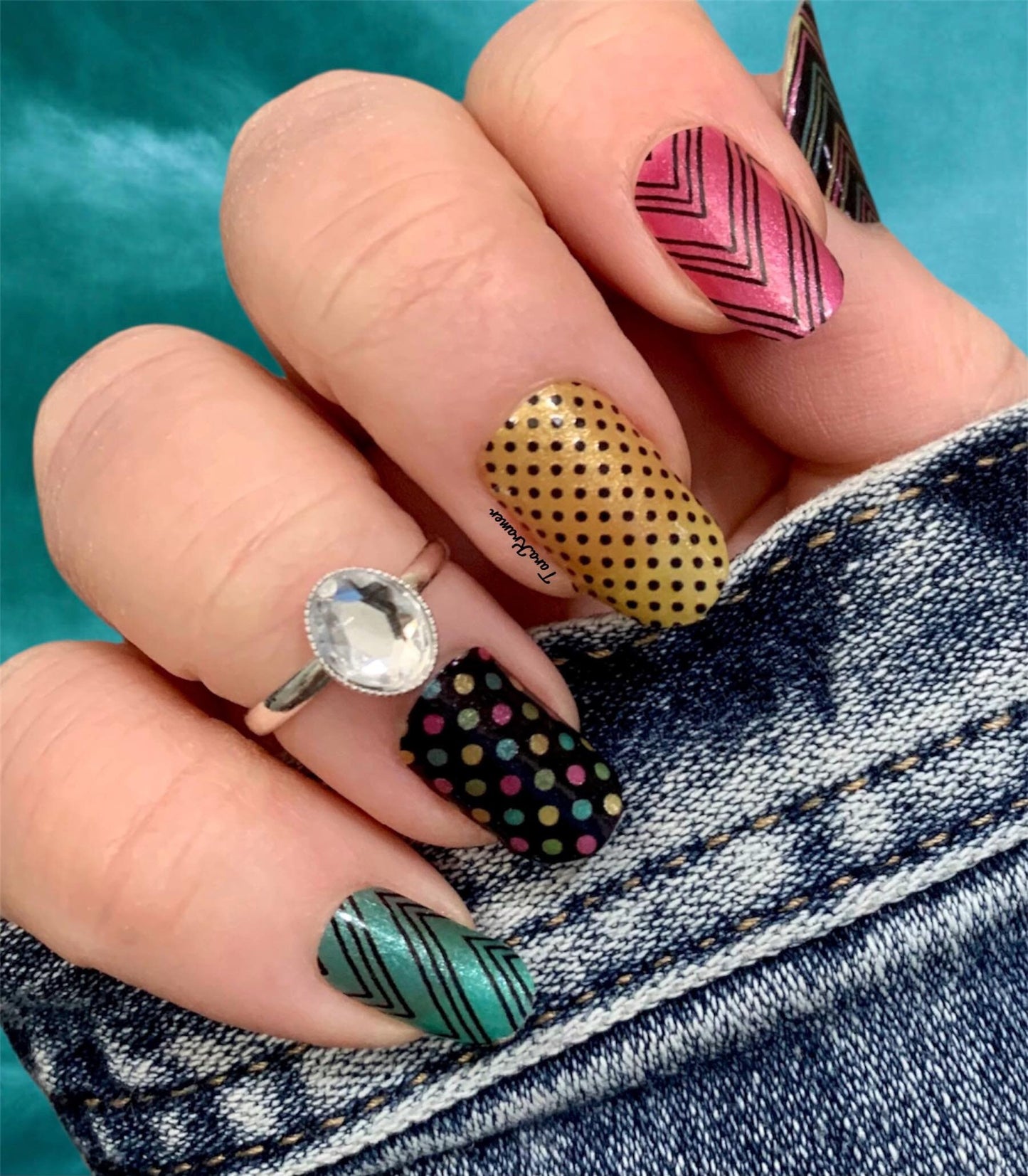 Spring Stripes and Polka Dots - Nail Polish Wrap - Nail Polish Sticker - Nail Art - Nail Wrap - Nail Strips