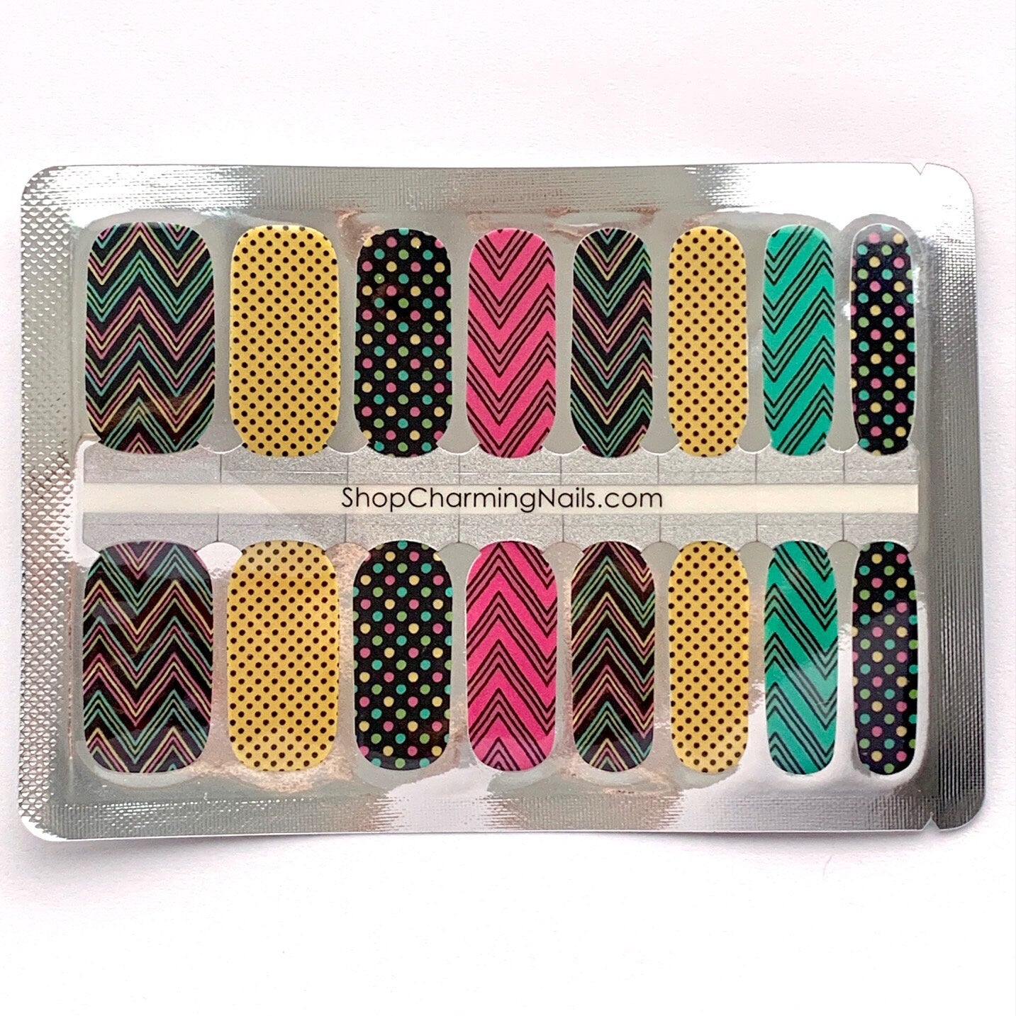 Spring Stripes and Polka Dots - Nail Polish Wrap - Nail Polish Sticker - Nail Art - Nail Wrap - Nail Strips