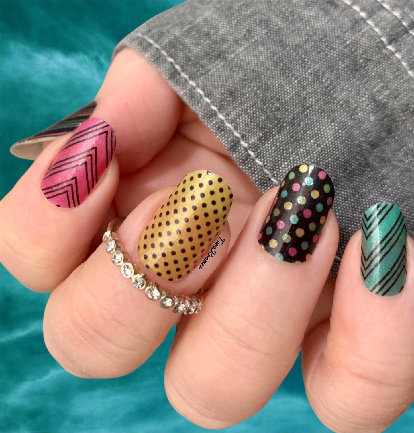 Spring Stripes and Polka Dots - Nail Polish Wrap - Nail Polish Sticker - Nail Art - Nail Wrap - Nail Strips