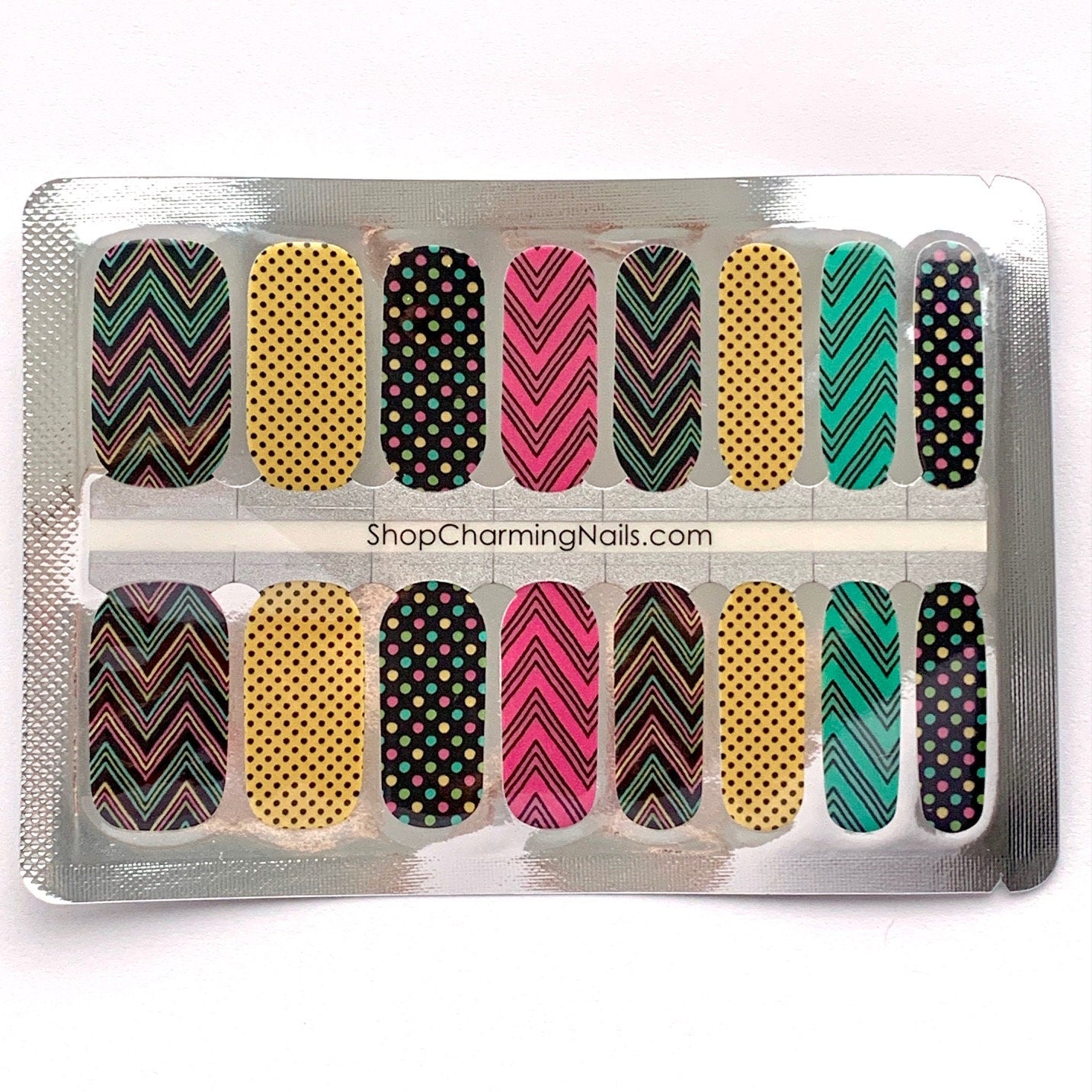 Stripes and Polka Dots - Nail Wrap - Nail Sticker - Peel & Stick Nails