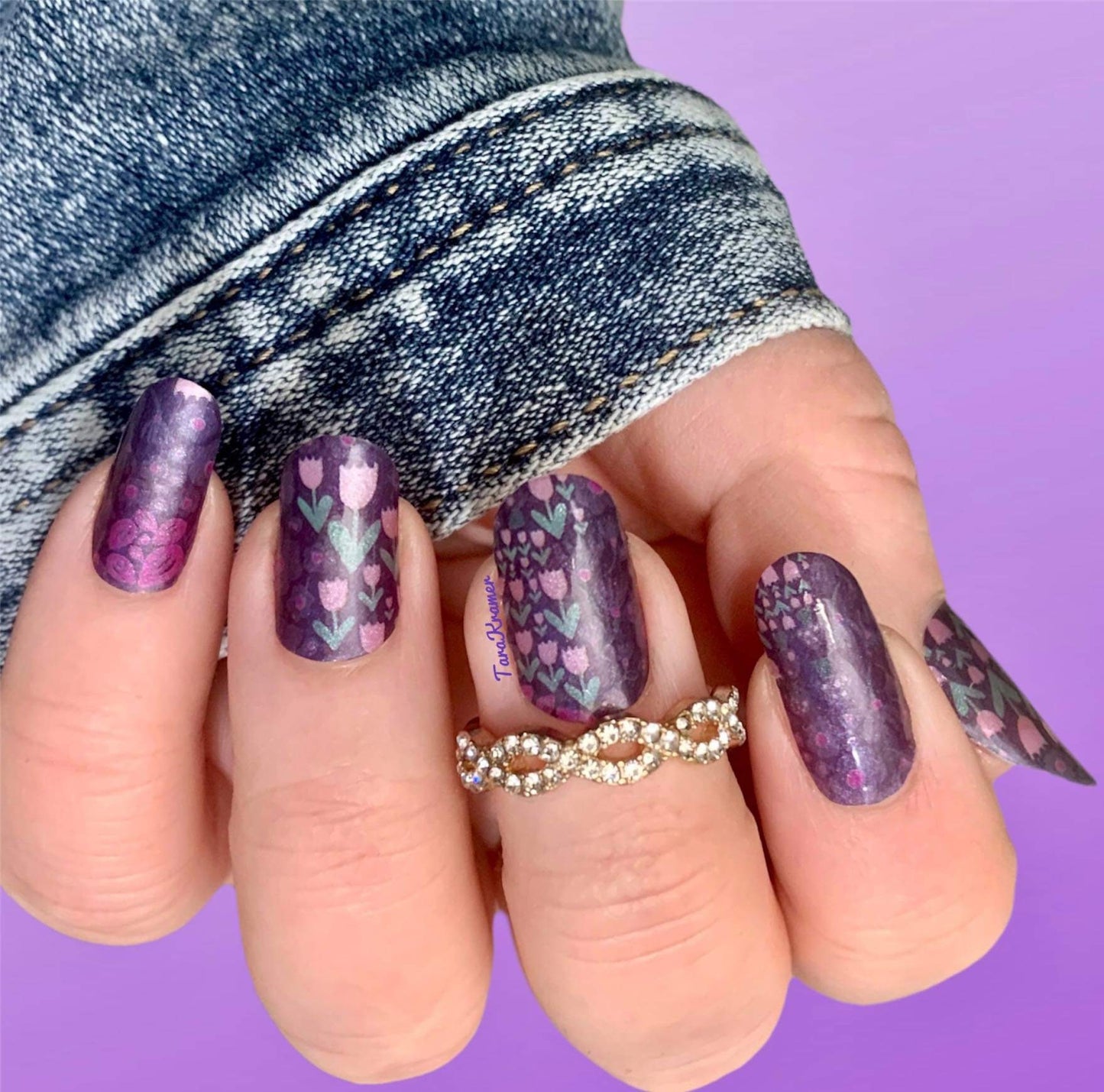 Purple Tulips - Nail Wrap - Nail Sticker - DIY Nails - Stick On Nail Polish