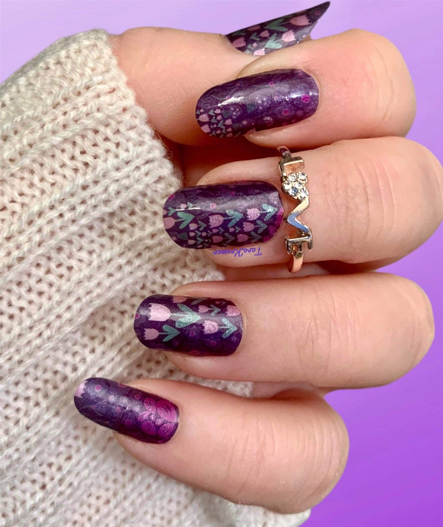 Purple Tulips - Nail Wrap - Nail Sticker - DIY Nails - Stick On Nail Polish