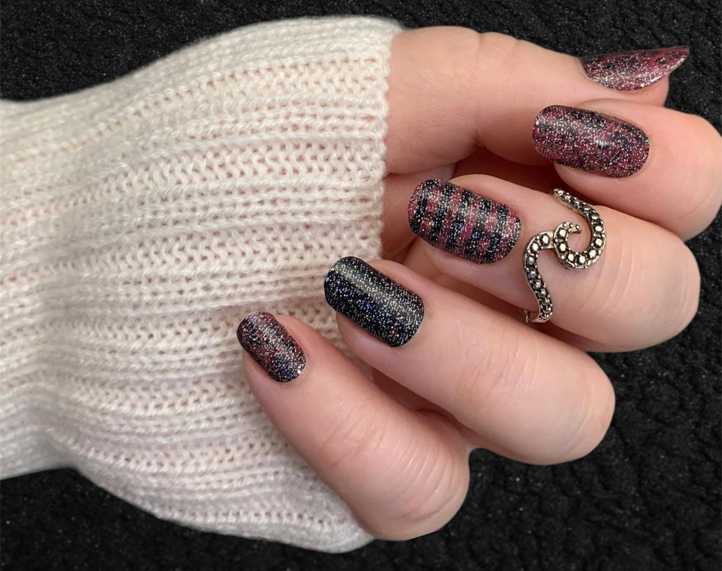 Gothic Glitter - Halloween Nail Wrap - Nail Polish Sticker - Peel and Stick Nails - Nail Wrap