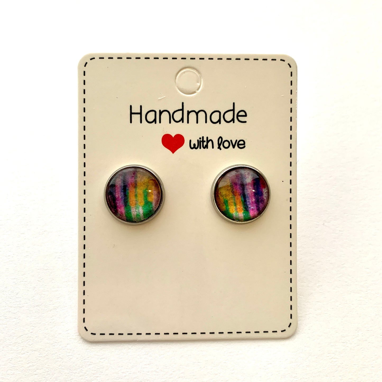 Bright Brushstrokes Cabochon Earrings