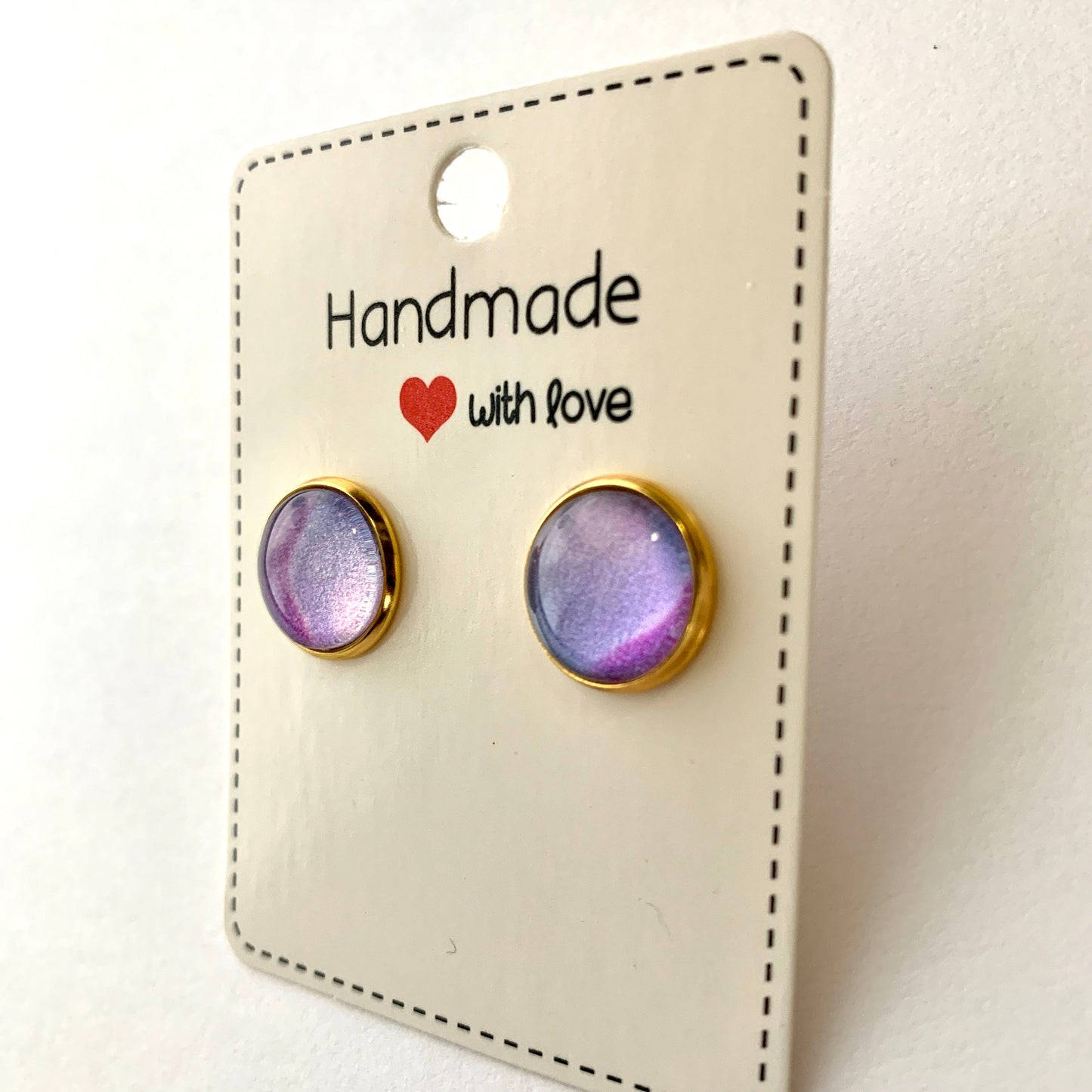 Color Shifting: Blue to Purple Iridescent Cabochon Earrings