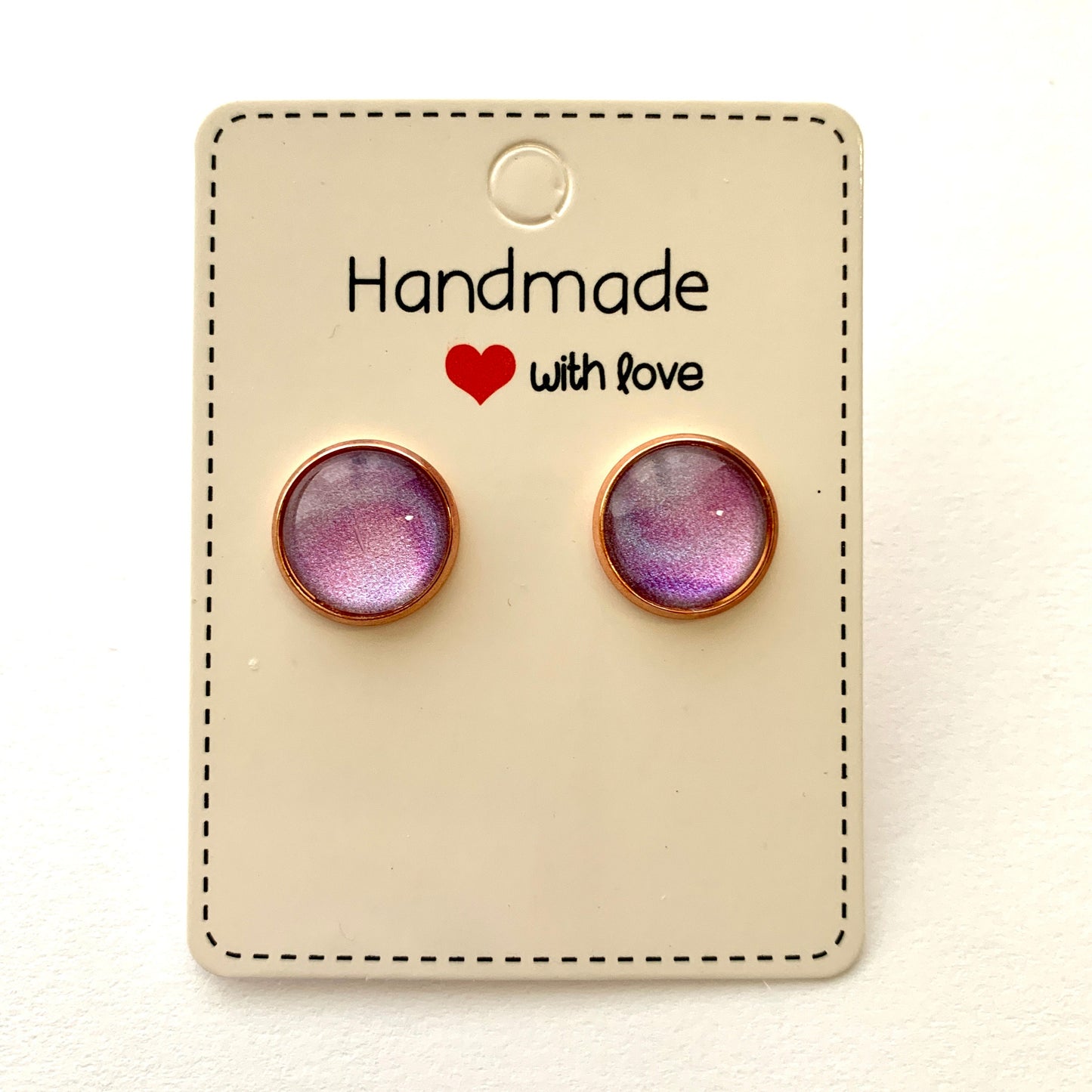 Color Shifting: Pink to Purple Iridescent Cabochon Earrings