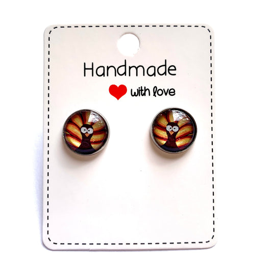 Thanksgiving Turkey Cabochon Earrings