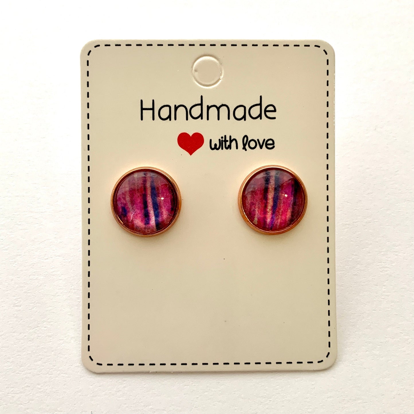 Berry Brushstrokes Cabochon Earrings