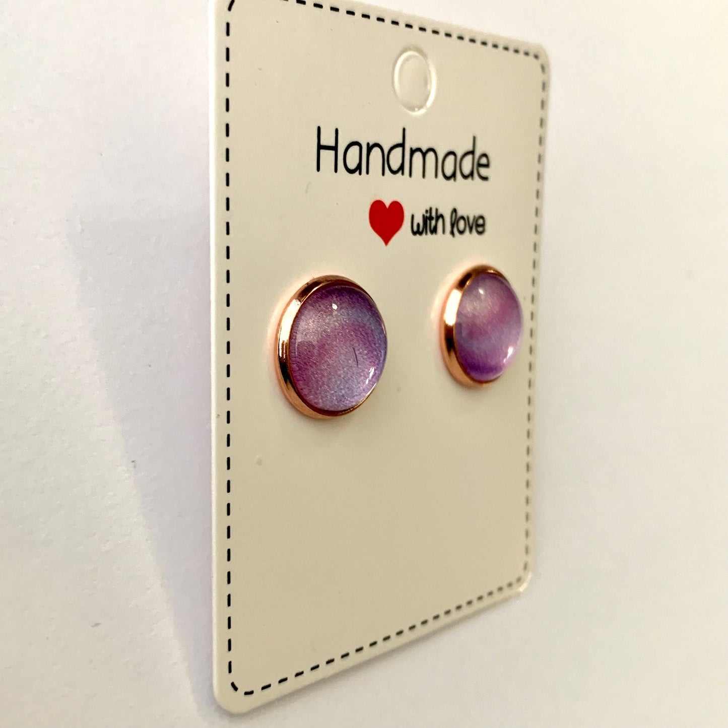 Color Shifting: Pink to Purple Iridescent Cabochon Earrings