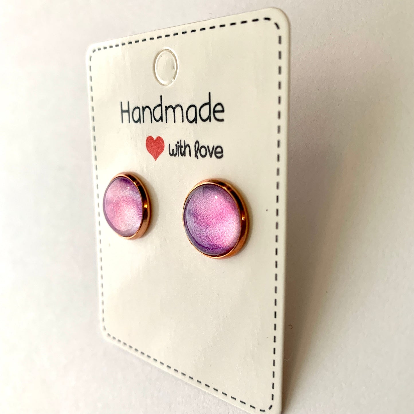 Color Shifting: Pink to Purple Iridescent Cabochon Earrings