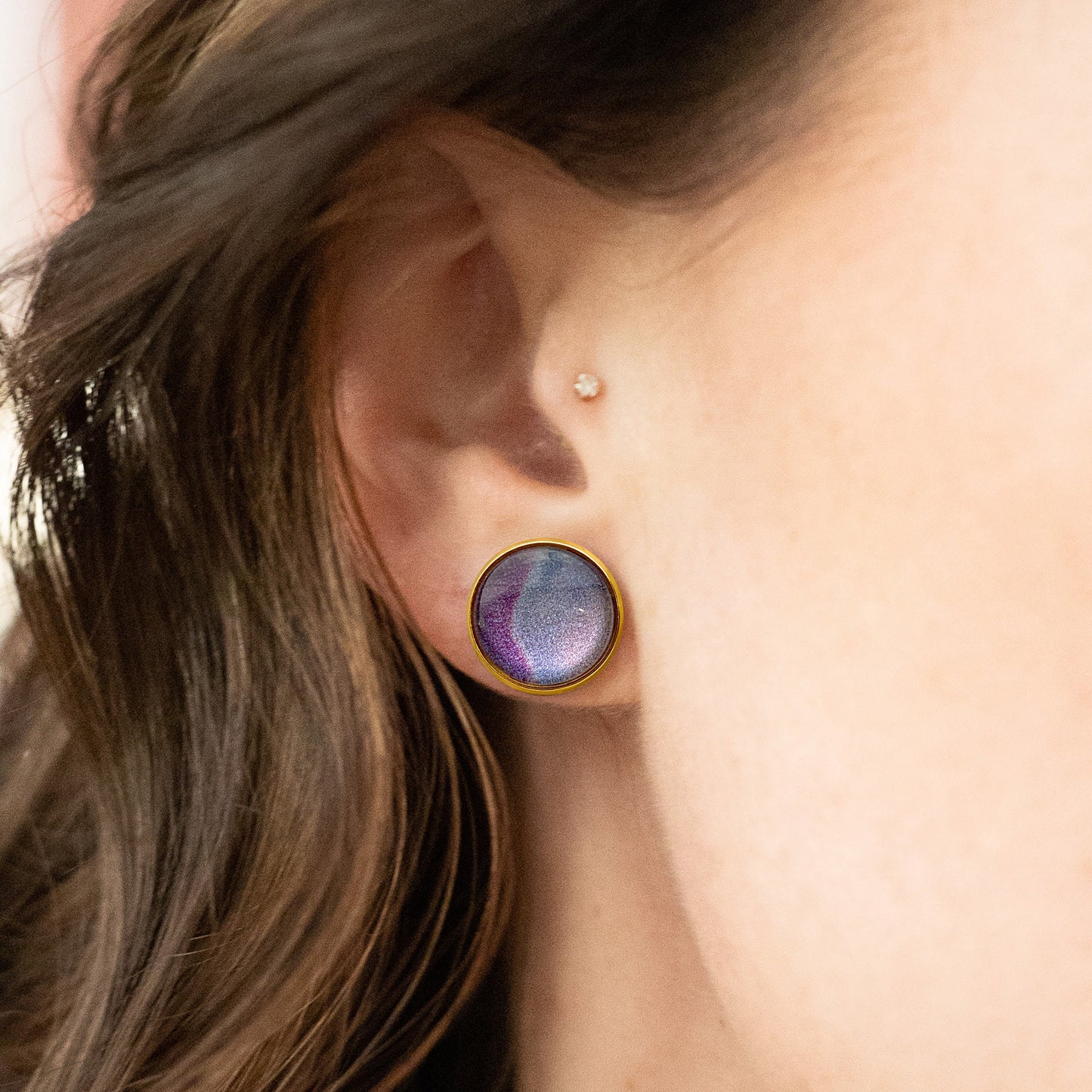 Color Shifting: Blue to Purple Iridescent Cabochon Earrings