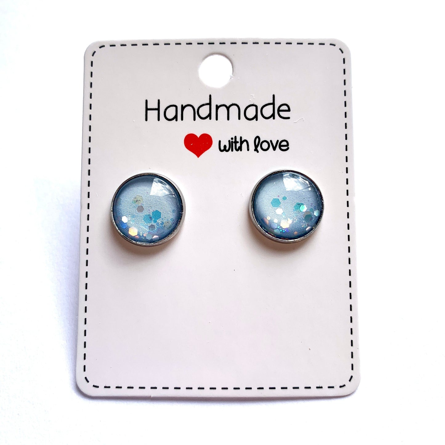 Cinderella Sparkle - Glitter Cabochon Earrings