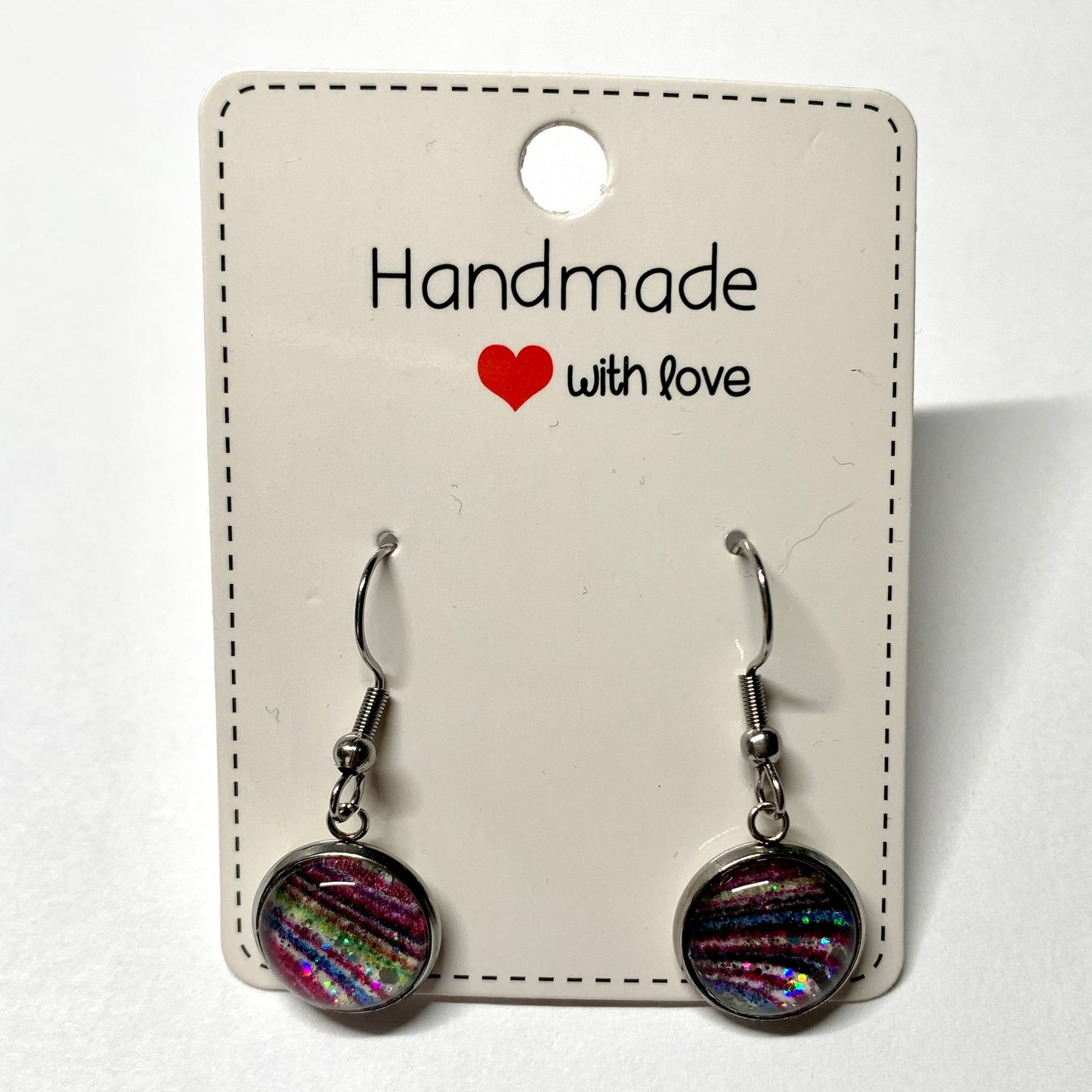 Oil Spill Glitter Cabochon Earrings