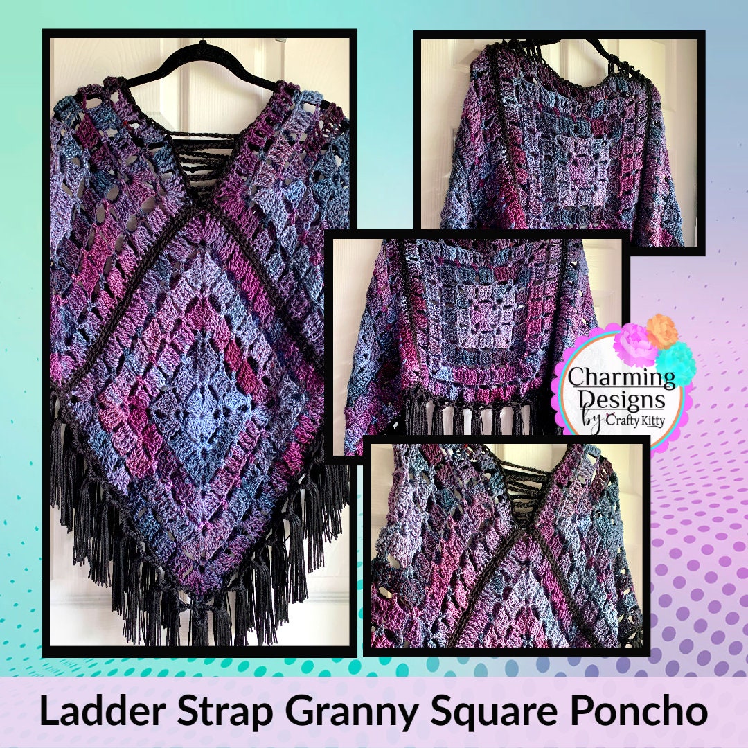 Ladder Strap Poncho Crochet Pattern - PATTERN ONLY - Crochet Pattern With Photos & Instructions