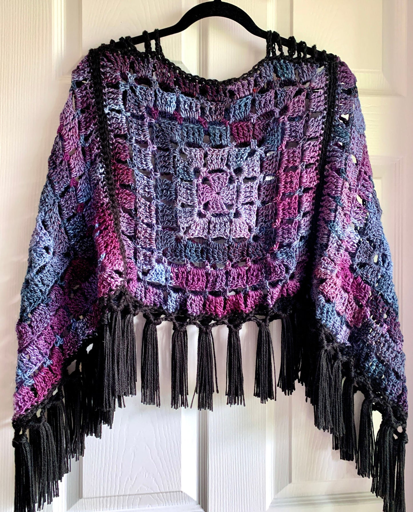 Purple Crocheted Poncho - Handmade Summer Poncho