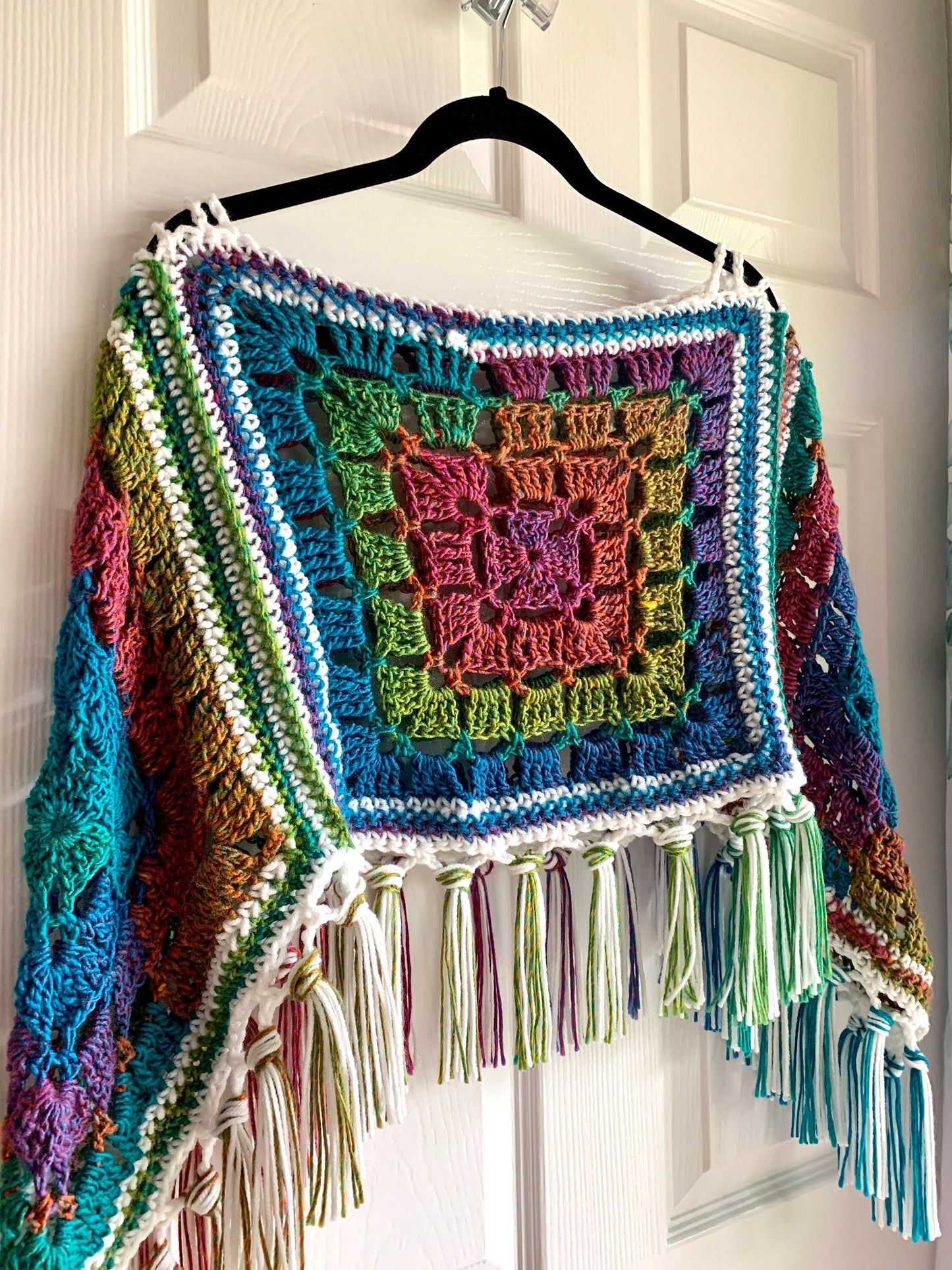 Blocks and Stripes Poncho Crochet Pattern - PATTERN ONLY - Crochet Pattern With Photos & Instructions