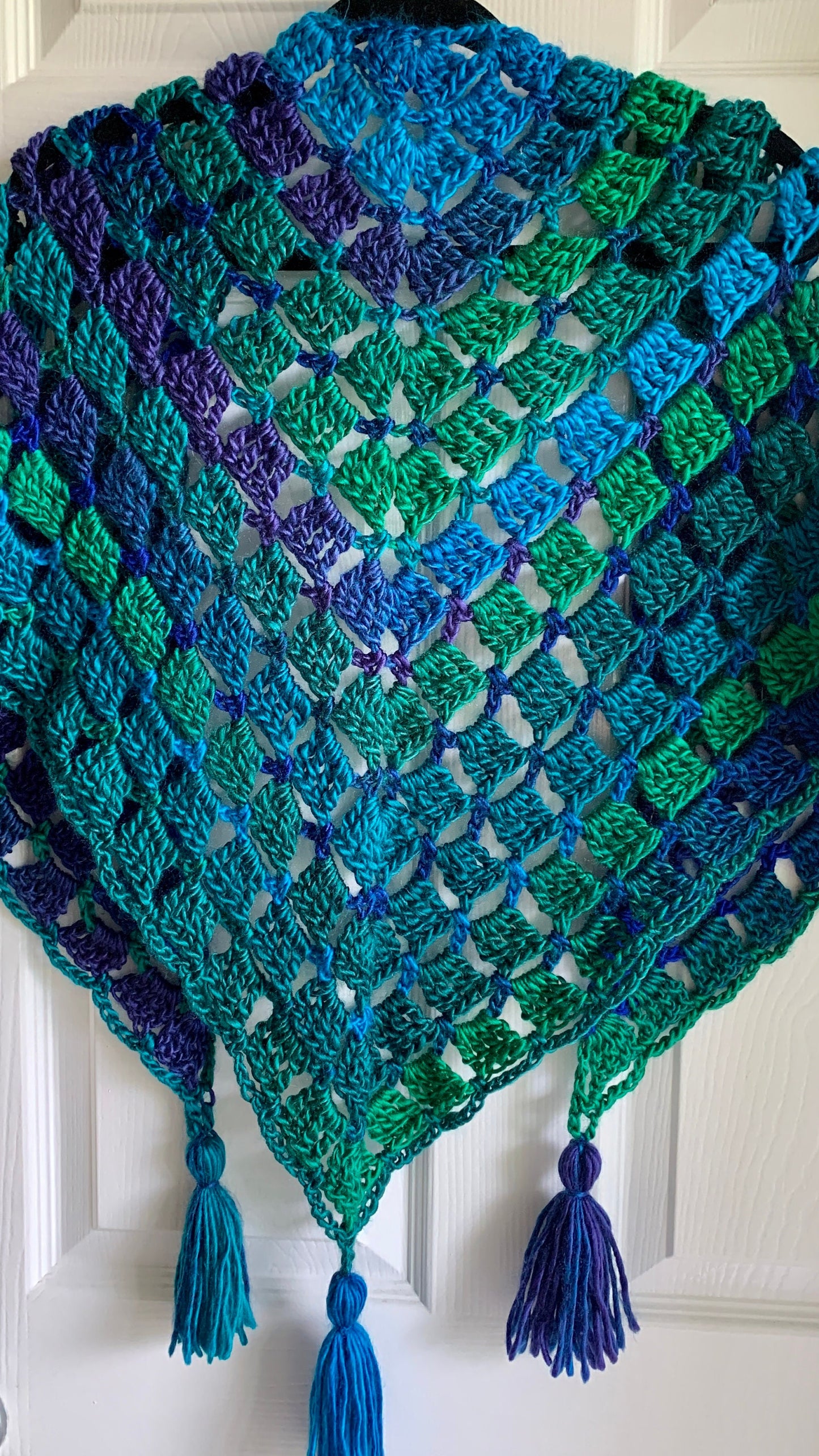 Peacock Plume Handmade Crochet Wrap - Shawl - Scarf