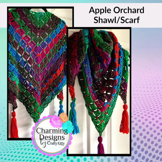 Apple Orchard Handmade Crochet Wrap - Shawl - Scarf