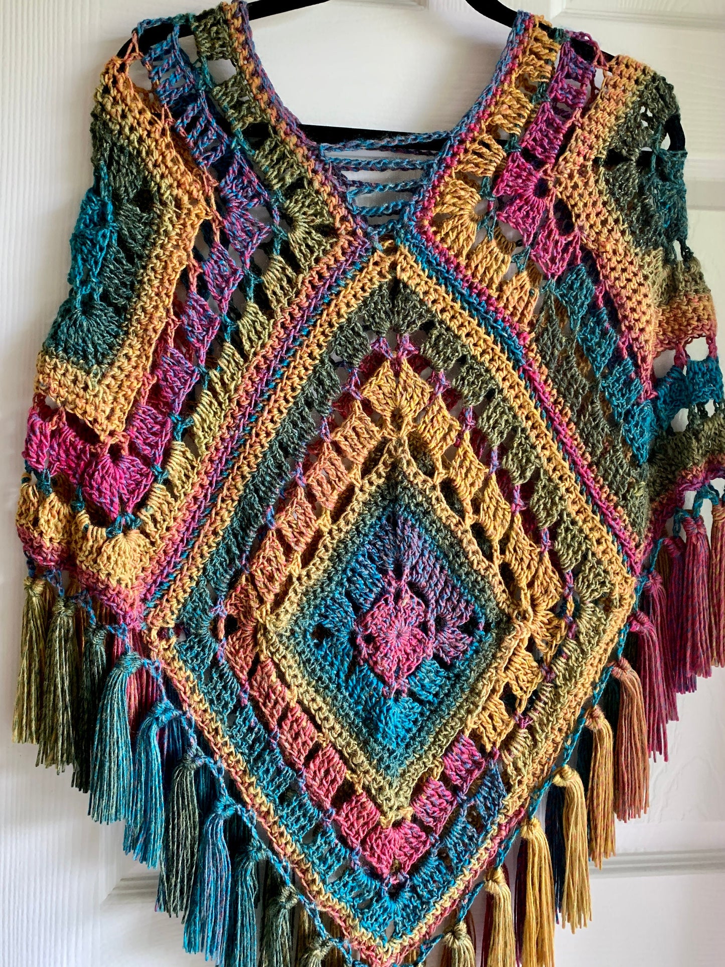 Blocks and Borders Poncho Crochet Pattern - PATTERN ONLY - Crochet Pattern With Photos & Instructions