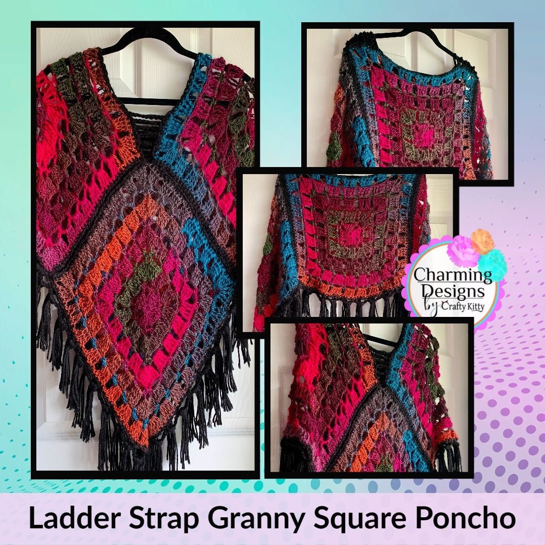 Ladder Strap Poncho Crochet Pattern - PATTERN ONLY - Crochet Pattern With Photos & Instructions