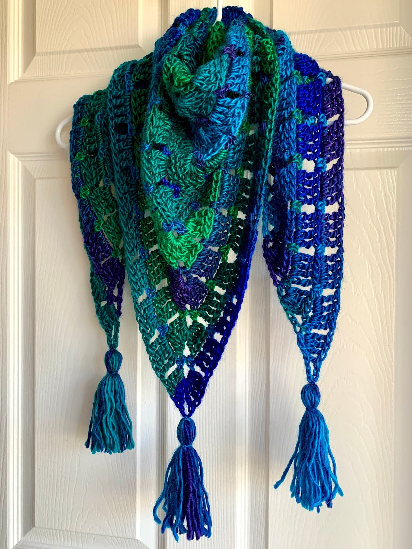 Peacock Plume Handmade Crochet Wrap - Shawl - Scarf