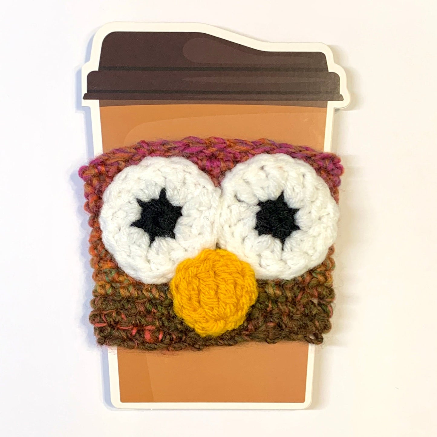 Owl Coffee Sleeve Crochet Pattern - PATTERN ONLY - Crochet Pattern With Photos & Instructions