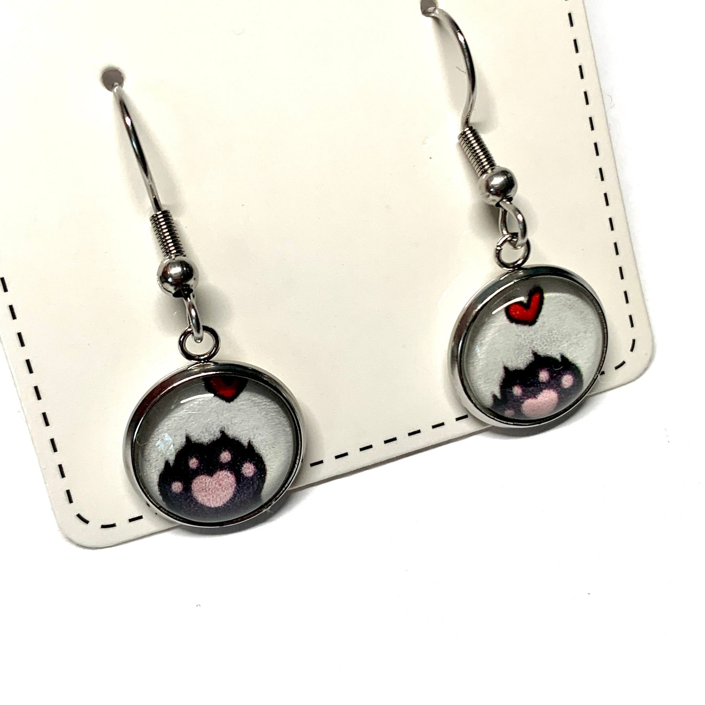 Paw Print Cabochon Earrings - Free Shipping!