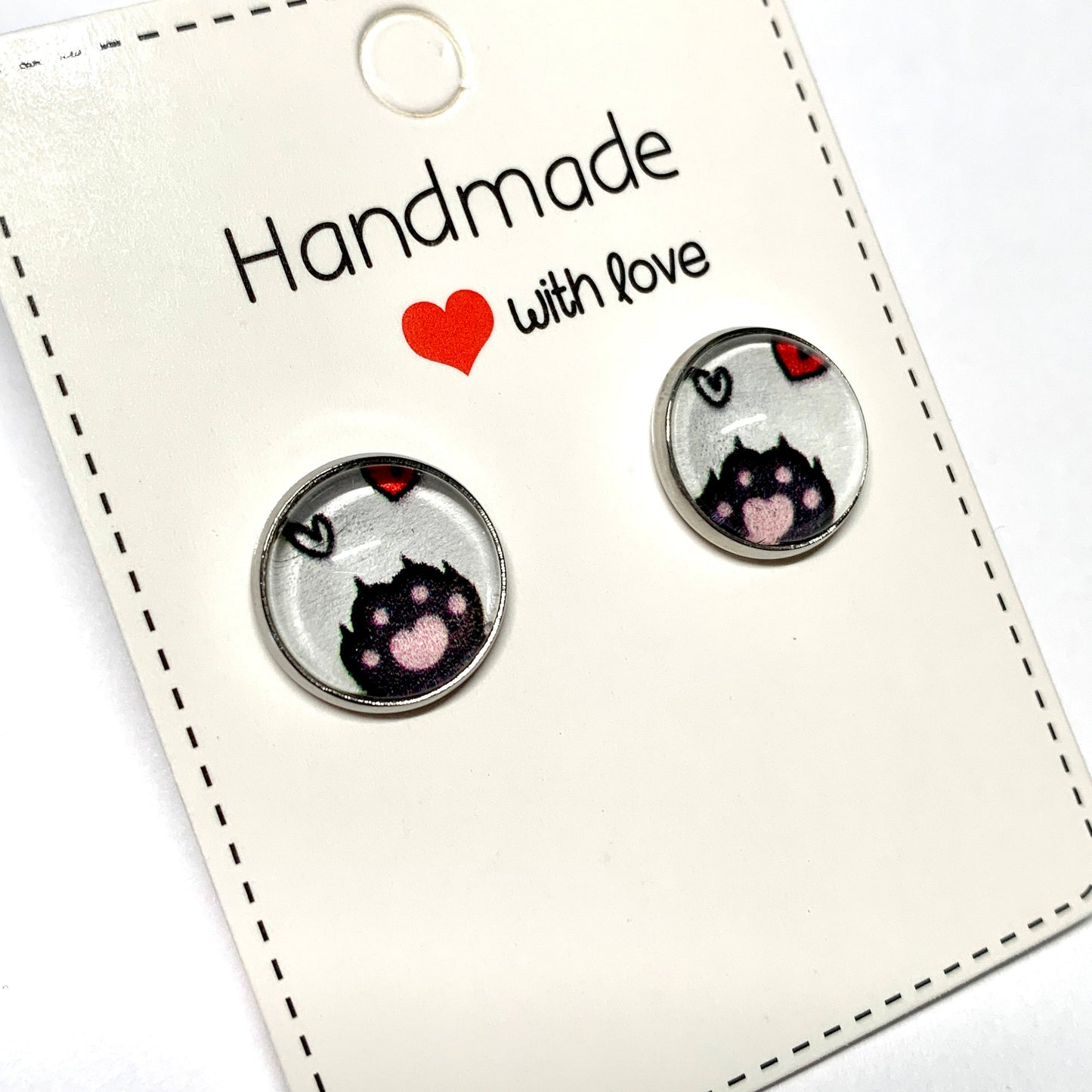 Paw Print Cabochon Earrings - Free Shipping!